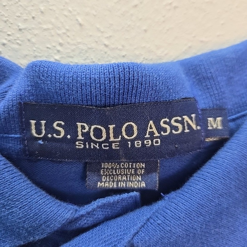 Cropped US Polo Association Womens L Polo Shirt Royal Blue Custom Stretchy Hem - Picture 2 of 9